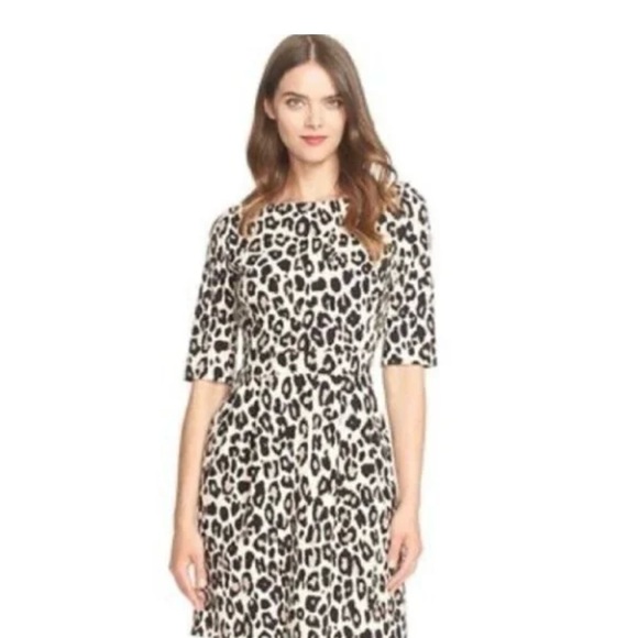 Kate Spade New York Leopard Print Dress Size 00 Open Back Keyhole Half Sleev - Picture 1 of 7